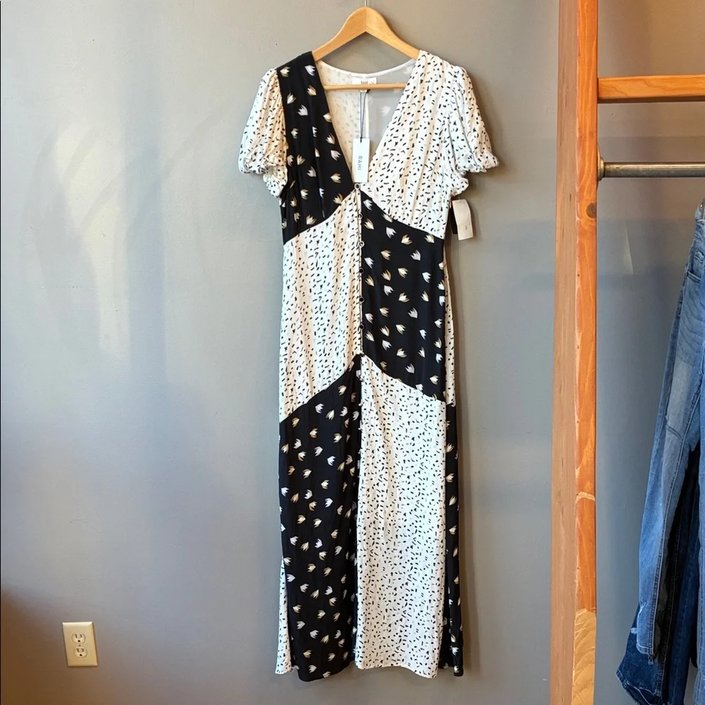 Rahi Confetti Patchwork Black and White Maxi Dress, NWT, Medium - Picture 3 of 10